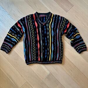 Tundra Coogi Style Canada Vintage Colorful Retro Knit Textured Sweater Small